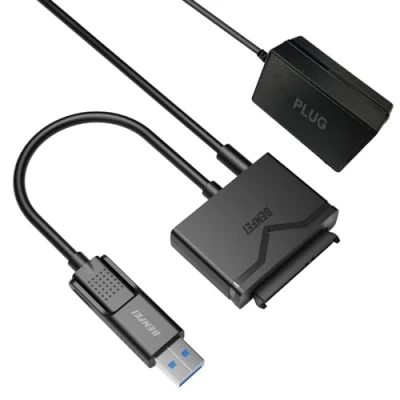 Afbeelding van Benfei USB 3.0 Naar SATA Adapter Voor 2,5 Inch / 3,5 HDD/SSD En Optische Drive Met 12V/2A Voedingsadapter, Ondersteunt UASP