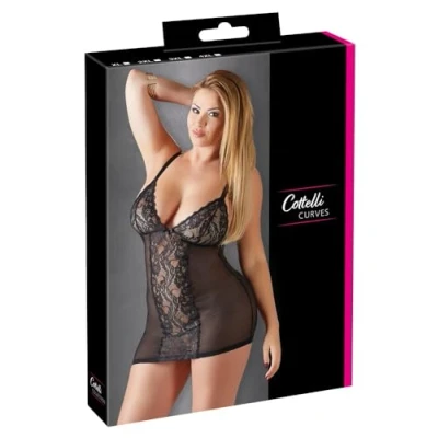 Afbeelding van Cottelli Plus Size Nachtjurk met Perfecte Pasvorm voor Pure Verleiding Maat 2XL Zwart