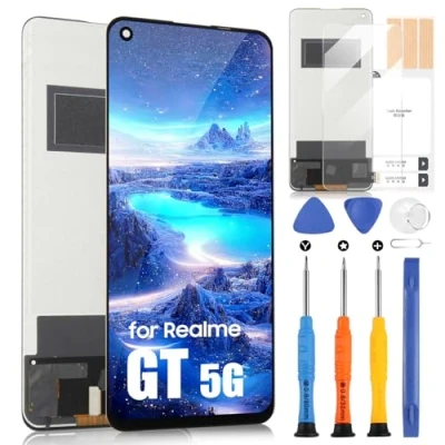 Afbeelding van ARSSLY voor Oppo Realme GT 5G LCD scherm RMX2202 TFT touchscreen, vervangende montage met reparatieset (zwart, zonder vingerafdruk ontgrendeling)