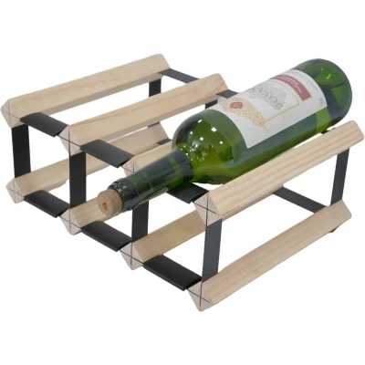 Afbeelding van Vinata Liro wijnrek blank 6 flessen wijnrekken flessenrek hout metaal staand wijn rek
