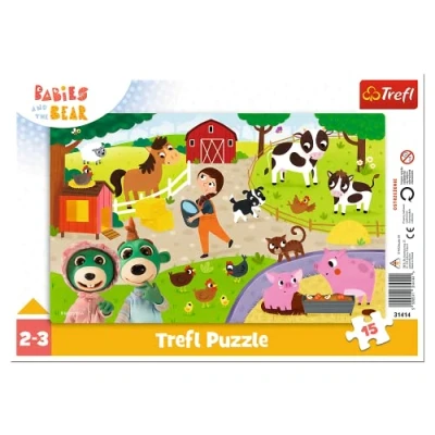Afbeelding van Trefl Babies and the Bear, Schattige Baby&#039;s Kleuterpuzzels, 15 Grote Stukken, Frame en Stevig Kussen, met Teddyberen, Sprookjesfiguren, Boerderij, Dieren, voor Kinderen vanaf 2 jaar
