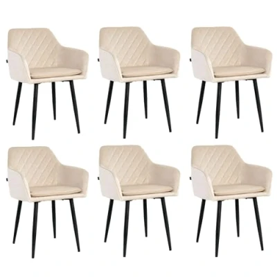 Afbeelding van Lina® Noble Eetkamerstoelen Beige Set van 6 Velvet