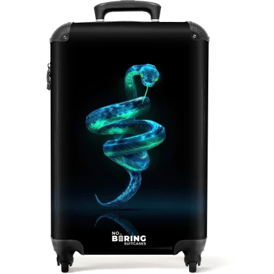 Afbeelding van NoBoringSuitcases.com® Kinderkoffer jongen Kindertrolley jongens Digitale slang in spiraalvorm Handbagage koffer lichtgewicht Reiskoffer trolley kinderen Rolkoffer met wieltjes Past binnen 55x40x20 en 55x35x25