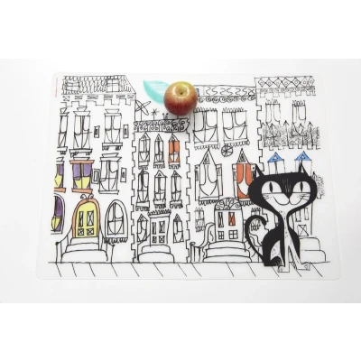 Afbeelding van Kinderen Placemat Mark Mat Kat in de Stad + 4 Markers 40 x 32 cm.
