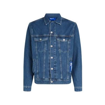 Afbeelding van Karl Lagerfeld Jeans Regularfit Spijkerjas, Heren, Maat: Large, Washed mid blue