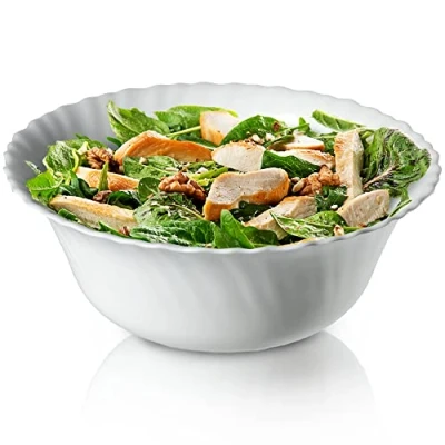 Afbeelding van KADAX Kom van gehard glas, kom, fruitschaal, slakom, dessertkom, mueslikom, soepkom, snackschaal, vaatwasmachinebestendig (diameter 21 cm, wit)