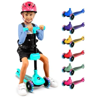 Afbeelding van SereneLife Kinderstep 3 Wiel Step Opvouwbare met Verstelbare Hoogte LED Verlichting Verstelbaar Stuur Antislip Voetplaat voor Jongens en Meisjes
