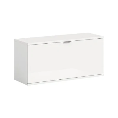 Afbeelding van ProjektX schoenenkast bank 1 klepdeur wit hoogglans.