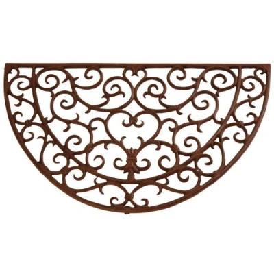 Afbeelding van Esschert Design Vuilvangmat, deurmat in antiek gietijzer, halfrond, ca. 69 cm x 41