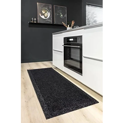 Afbeelding van deurmat binnen antislip 67x150 cm stofmat antraciet keukenloper gangloper robuuste schoonloopmat waterafstotend