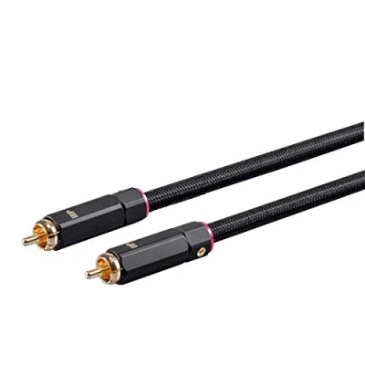Afbeelding van Monoprice Onix serie digitale coaxiale audio/video RCA subwoofer CL2 nominale kabel, RG 6/U 75 ohm 15ft, zwart