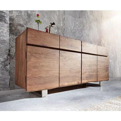 Afbeelding van Commode Live Edge Acacia bruin 172 cm 4 laden deuren boomrand dressoir
