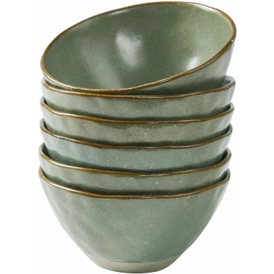 Afbeelding van LOBERON Schaaltje set van 6 Biarré turquoise/bruin