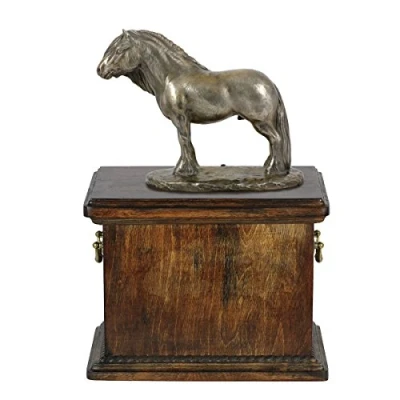 Afbeelding van Art Dog handgemaakte urn voor paardenas koud gegoten bronzen beeld aangepaste crematiedoos houten huisdierherdenkingsurn 46,5x29x21cm Fell Ponny hengst