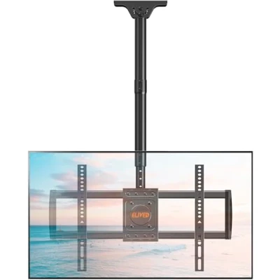 Afbeelding van ELIVED tv Ophangbeugel Plafondbeugel voor de meeste 37 75 inch platte &amp; gebogen tv&#039;s tot 50 kg, max. VESA 600 x 400 mm, in hoogte verstelbare plafonds, beugel plat dak of schuin dak, EV3016