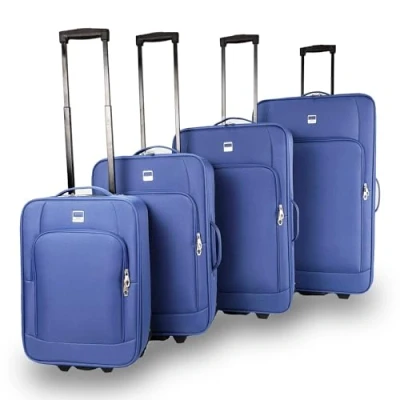 Afbeelding van SIGN Stoffen koffer, trolley, reiskoffer, inline wielen (handbagage, middelgroot, zeer groot), zwart, 4er Set, koffer met