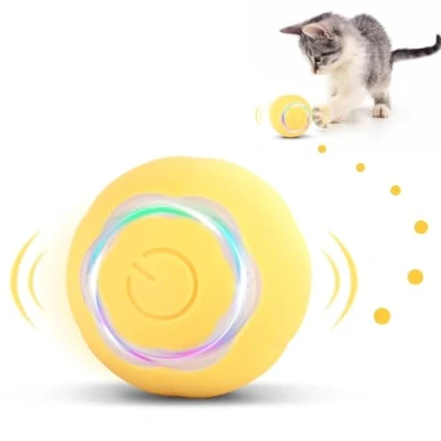 Afbeelding van Interactief Speelgoed Met Automatische Bal, Rollende Slimme Huiskatten, 2 Modi, 360 Graden Draaiende Oefening Voor Katten En Kittens (Geel)