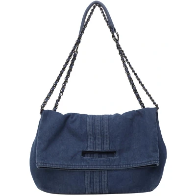 Afbeelding van Ibenzoa® Ruime Denim Schoudertas met Vintage Design en Grote Capaciteit voor Dagelijks Gebruik