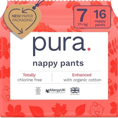 Afbeelding van Pura Eco luiers maat 7 (17 kg+), 16 luiers, wegwerpluiers voor de gevoelige en allergiegevoelige huid, hypoallergeen, parfumvrij, gemakkelijk aan zijkanten te scheuren