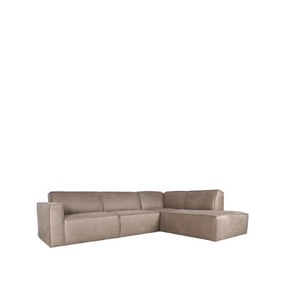 Afbeelding van LABEL51 Bank Kay 2,5 zits suede + ottomane taupe Stof