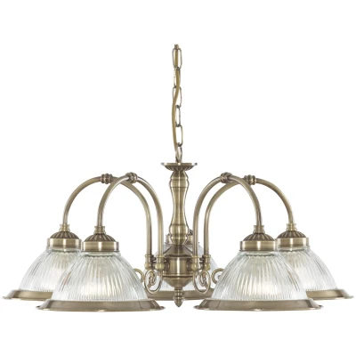 Afbeelding van Searchlight American Diner Hanglamp Ø 62 X 82 Cm Antiek Messing