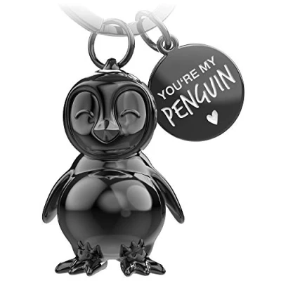 Afbeelding van FABACH pinguïn sleutelhanger Frosty geluksbrenger geschenken vriendin of vriend partner cadeau liefde voor verjaardag, jubileum gravure You&#039;re my penguin, zwart (glanzend),