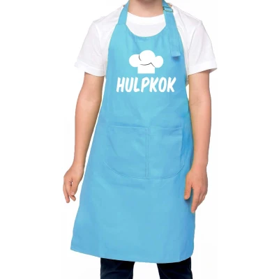 Afbeelding van Hulpkok Keukenschort kinderen/ kinder schort blauw voor jongens en meisjes Feestschorten