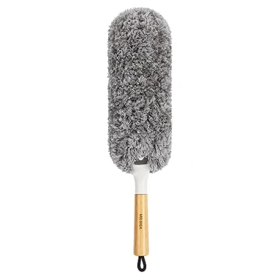 Afbeelding van MR.SIGA Pluisvrije microvezel stofdoek, wasbare en herbruikbare stofdoek met bamboe handvat vervangbare kop, voor huishoudelijke reiniging