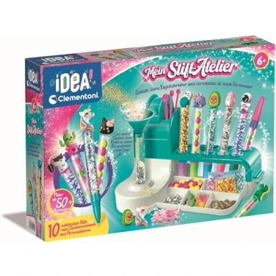 Afbeelding van Idea Clementoni 59415 Mijn penatelier met meer dan 50 accessoires creatief speelgoed, pen knutselset, gepersonaliseerde pen, cadeauset voor kinderen vanaf 6 jaar