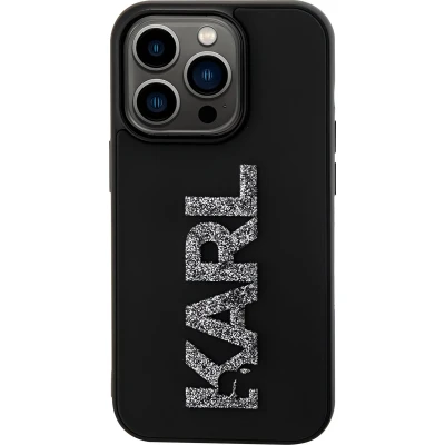 Afbeelding van iPhone 15 Pro Backcase hoesje Karl Lagerfeld Effen Zwart TPU (Zacht)