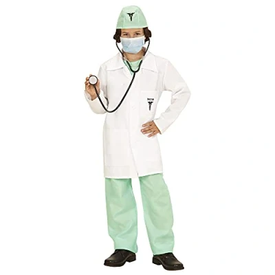 Afbeelding van Widmann Dokter &amp; Tandarts Kostuum Dr Kiddo Kind Jongen Groen, Wit / Beige Maat 128 Carnavalskleding Verkleedkleding