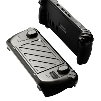 Afbeelding van Skull &amp; Co. Stand Grip GripCase Front Cover Bundle for Steam Deck/OLED: Protective Case with Textured Grips Full Protection HardShell Handheld Design Smoky Black