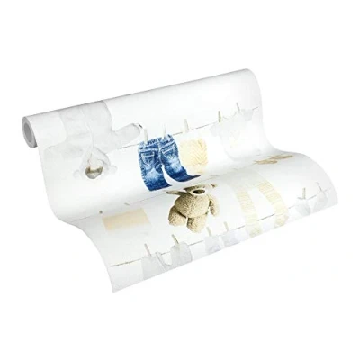 Afbeelding van AS Creation Little Stars 35844 1 Creme / Blauw