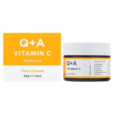 Afbeelding van Q+A Vitamin C Radiance Cream Hydraterende, Anti Aging Gezichtscrème met Collageen Boosting Vitamine C, Elasticiteit Verbeterende Centella Asiatica &amp; Antioxidant Rijke Tropische Fruit 50g