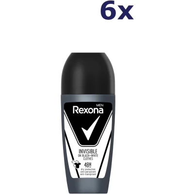 Afbeelding van Rexona Deo Roller Men Invisible On Black &amp; White Clothes 6 x 50 ml