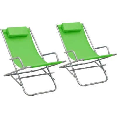 Afbeelding van Klapstoelen 2 st staal groen