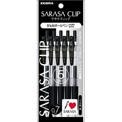 Afbeelding van 1 X 5 pennen Zebra Sarasa clip gelink balpen 0.7mm P JJB15 BK5 zwart van