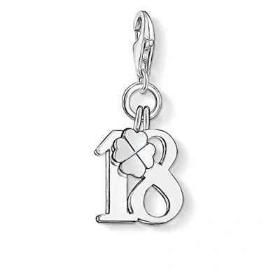 Afbeelding van Thomas Sabo Dames bedelhanger nummer 18 klaverblad Charm Club 925 Sterling zilver 0473 001 12, Eén maat, zilver, Geen edelsteen