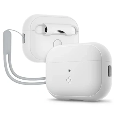 Afbeelding van Spigen Silicone Fit Strap Case hoesje voor Airpods Pro wit
