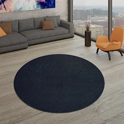 Afbeelding van Woonkamer Vloerkleed Laagpolig Eenkleurig Design Modern En Tijdloos, Kleur:Marine blauw, Maat:120x170 cm
