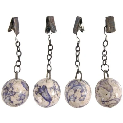 Afbeelding van Tafelkleedgewichtjes Aged Ceramic blauw 4 stuks per set