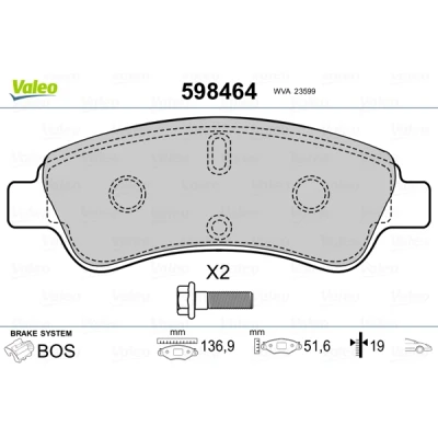 Afbeelding van Valeo Remblokset 598464
