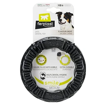 Afbeelding van Ferplast Smile Kauwring, zwart M: Ø16x3,2cm Hond