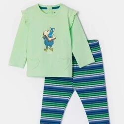 Afbeelding van Woody pyjama meisjes duif groen 252 10 PLG S/760 maat 80