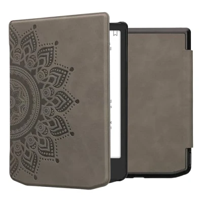 Afbeelding van kwmobile e reader hoesje compatibel met Pocketbook Verse/Verse Pro/Verse Color/Vivlio Light/Light HD Kunstleren ereader cover stand Opkomende Zon in grijs