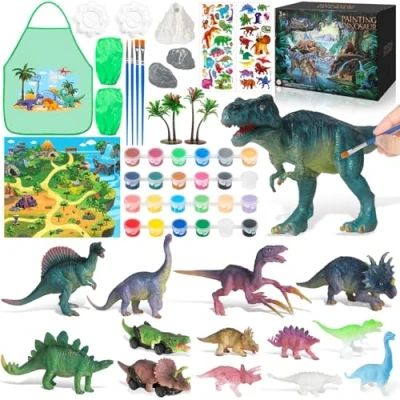 Afbeelding van DONGQI Dinosaurus schilderset, knutselset, dinosaurus, geschenken, speelgoed van 3, 4, 5, 6, 7, 8 jaar, tekenspeelgoed met dinosaurusset, creatieve cadeaus voor jongens en meisjes