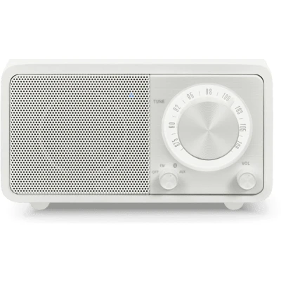 Afbeelding van Sangean Genuine Mini WR 7 FM radio met Bluetooth en houten kast Wit