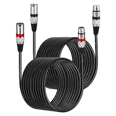 Afbeelding van PERMUST XLR kabel, 10 m, symmetrische microfoonkabel, stekker naar bus, verlengkabel voor studio recorder, microfoon, mixer, luidsprekersysteem, 2 stuks
