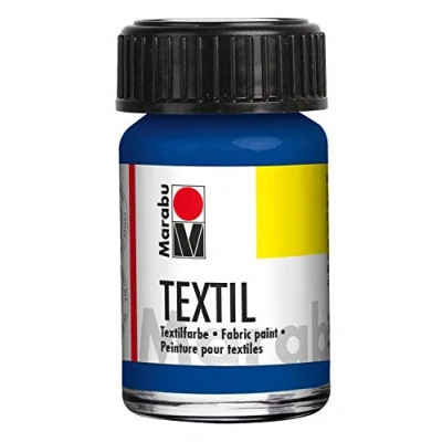 Afbeelding van Marabu 17160039052 textielverf middelblauw 15 ml, stofdrukverf op waterbasis, voor lichte stoffen, wasbestendig tot 60 C, zachte grip, eenvoudige bevestiging door strijken of oven