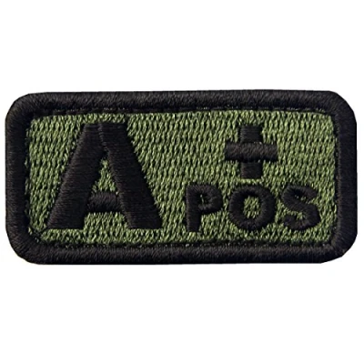 Afbeelding van Tactisch type A positief bloedgroep geborduurd embleem Fastener haak en gesp patch, Olive Drab
